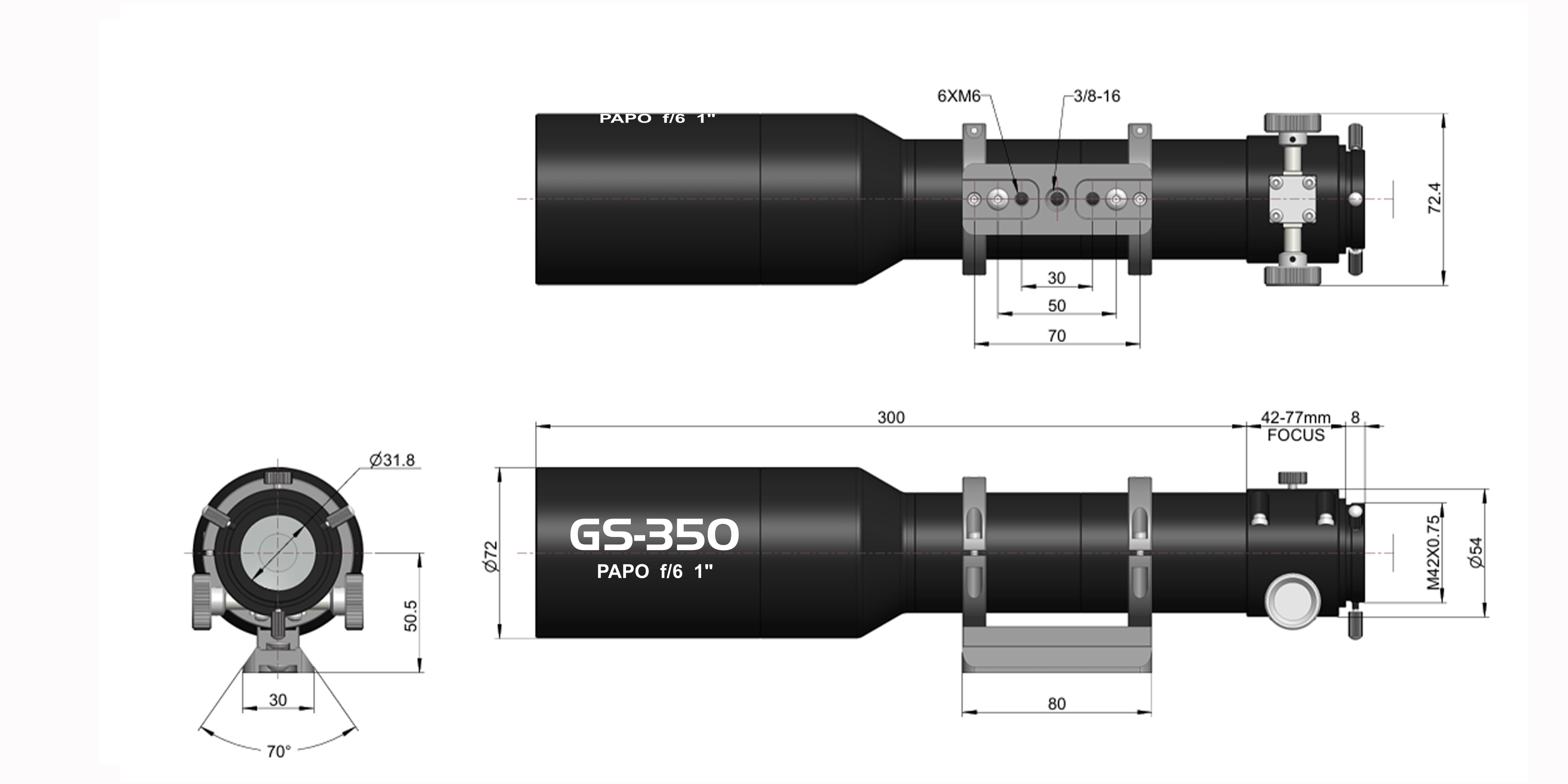 GS-350AC导星镜结构尺寸图