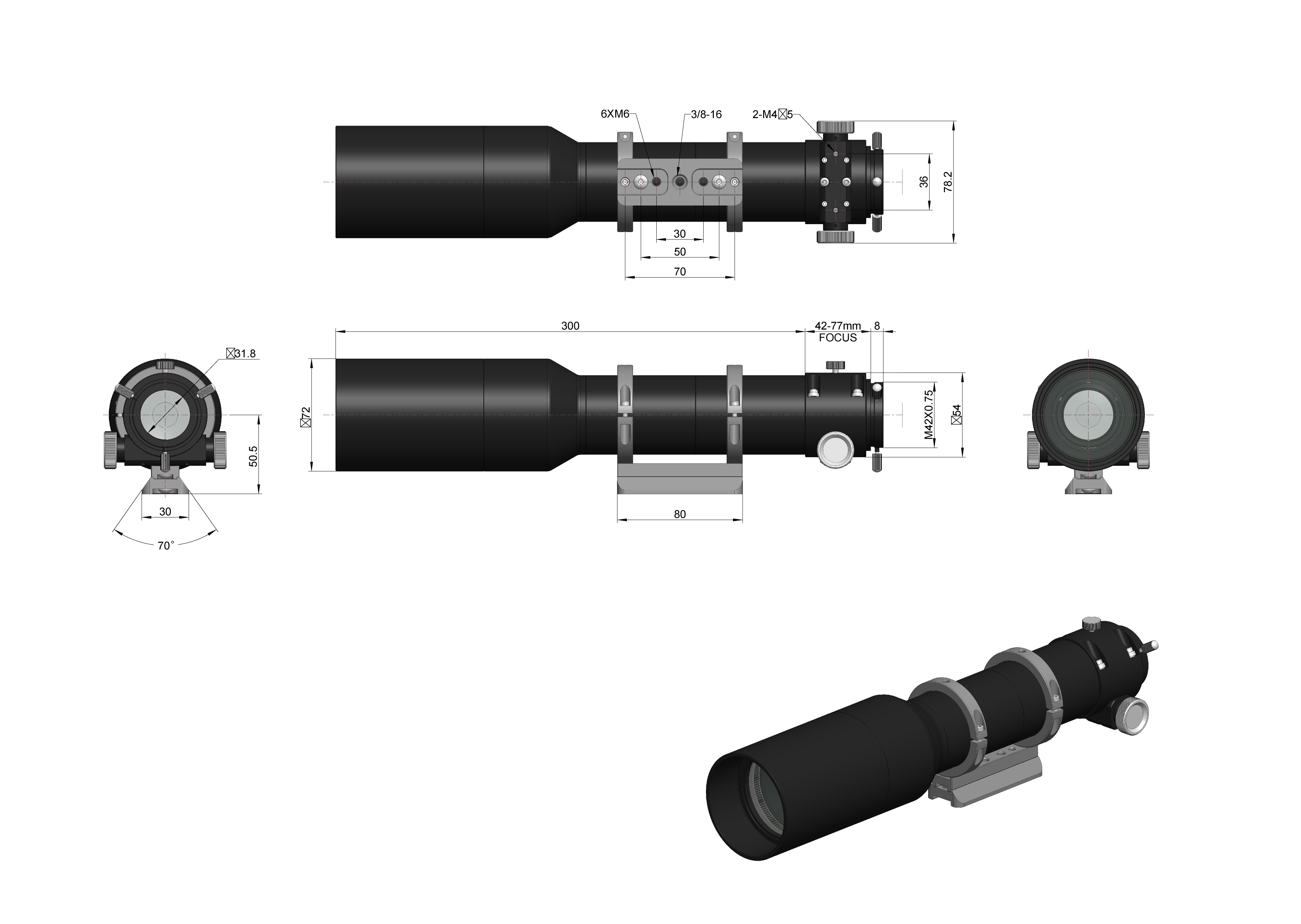 点击查看大图 GS-350AR导星镜尺寸图